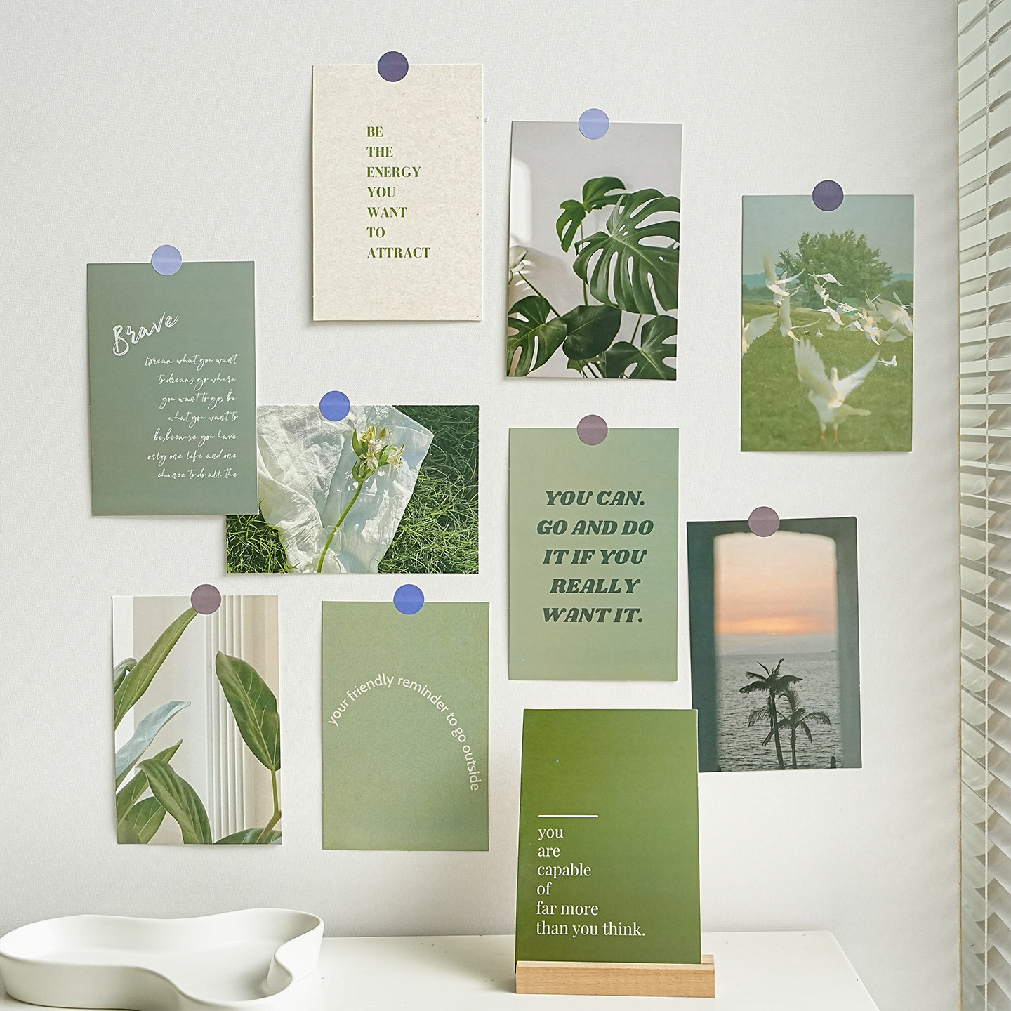 北欧小清新风景卡片墙贴ins文艺宿舍贴画卧室墙面遮丑装饰贴纸