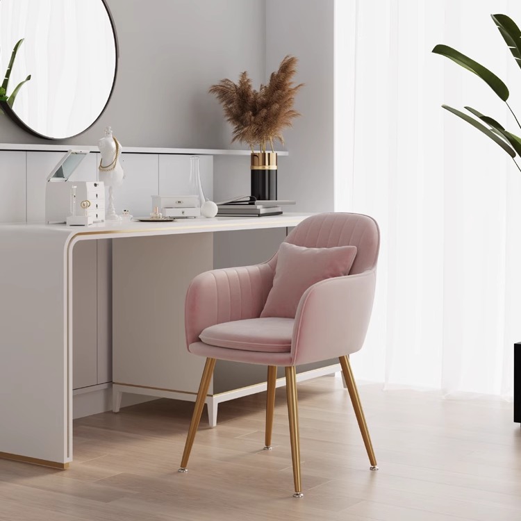 轻奢ins风化妆椅子卧室梳妆台凳子家用靠背椅休闲凳简约美甲椅子