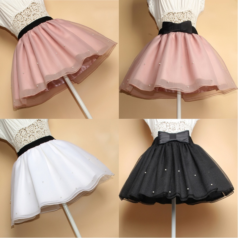 春季百褶裙短裙a字裙夏款新款女新款欧根纱蓬蓬裙半身裙纱裙