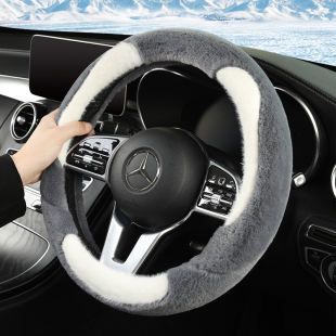 汽车方向盘套夏季网红女款冬季短绒毛绒防滑吸汗d型四季通用把套