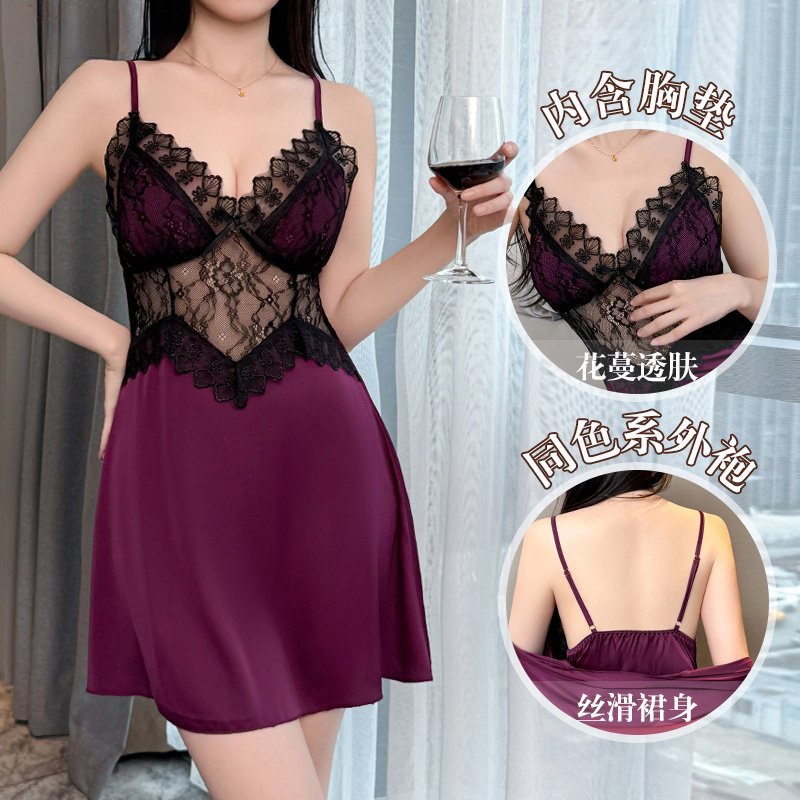 蕾丝诱惑性感睡裙显瘦镂空吊带