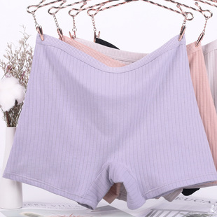 高腰齐腿平脚裤 纯棉胖mm200螺纹四角内裤 女大码 2025平角棉质内裤