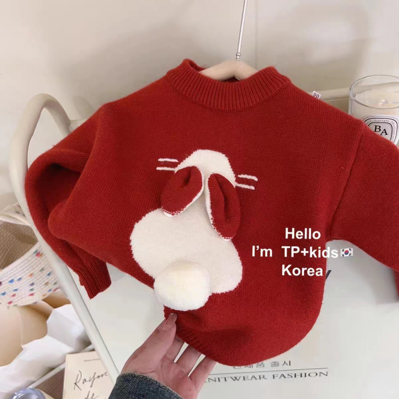 女童加绒兔子洋气冬装新款宝宝针