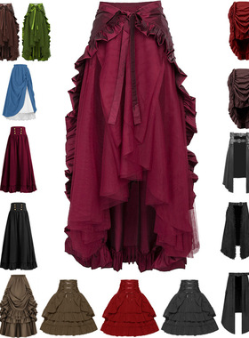 Skirt separuh badan gaya Gothic skirt separuh asimetri gelap