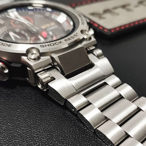 适配卡西欧g-shock火山雷MTG-B1000钢带mtg b1000三珠金属表带男