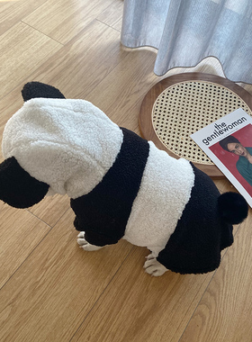 法斗衣服秋冬可爱熊猫狗衣服冬装加厚斗牛衣服冬季雪纳瑞衣服带帽