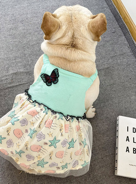 网红抖音同款法斗夏季背心裙子巴哥吊带裙子宠物小狗狗裙薄款衣服