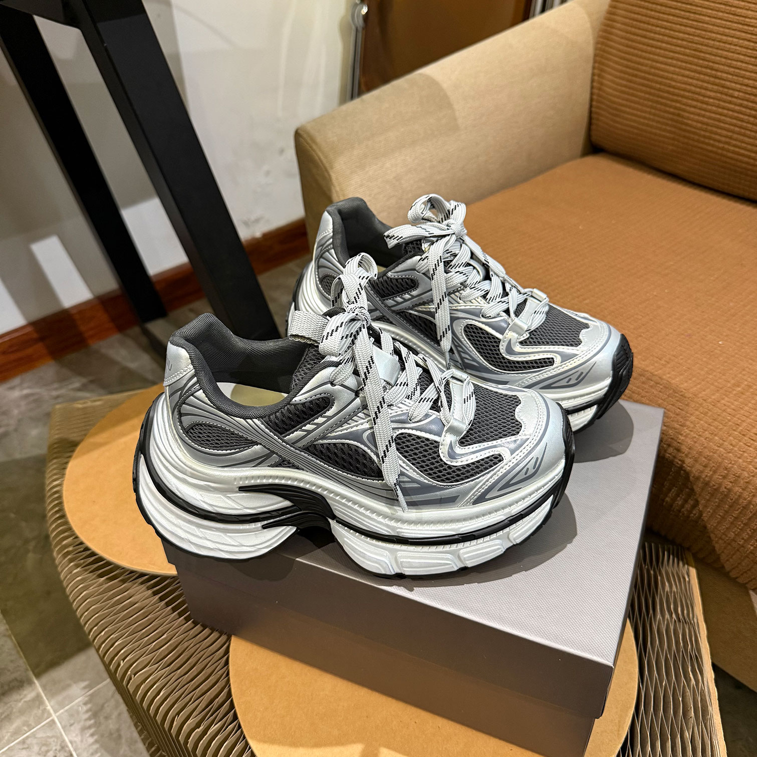 老爹鞋女款厚底女鞋银色运动鞋