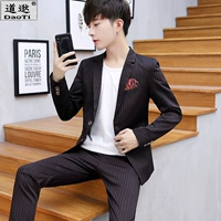 Bộ đồ thể thao nam giản dị Hàn Quốc Slim bộ đồ nhỏ phù hợp với nam thanh niên tạo mẫu tóc hai bộ xu hướng đẹp trai - Suit phù hợp bộ vest nam