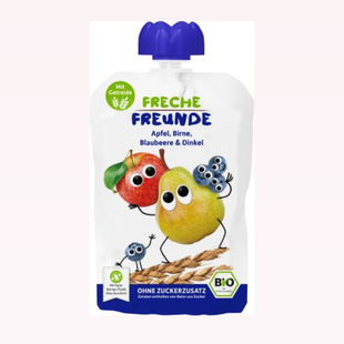 freche freunde6个月 包邮 德国直邮300 苹果梨蓝莓小麦果泥100g