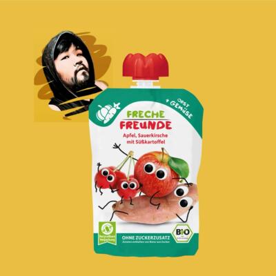 德国直邮满300包邮freche freunde6个月有机红薯苹果酸樱桃果泥