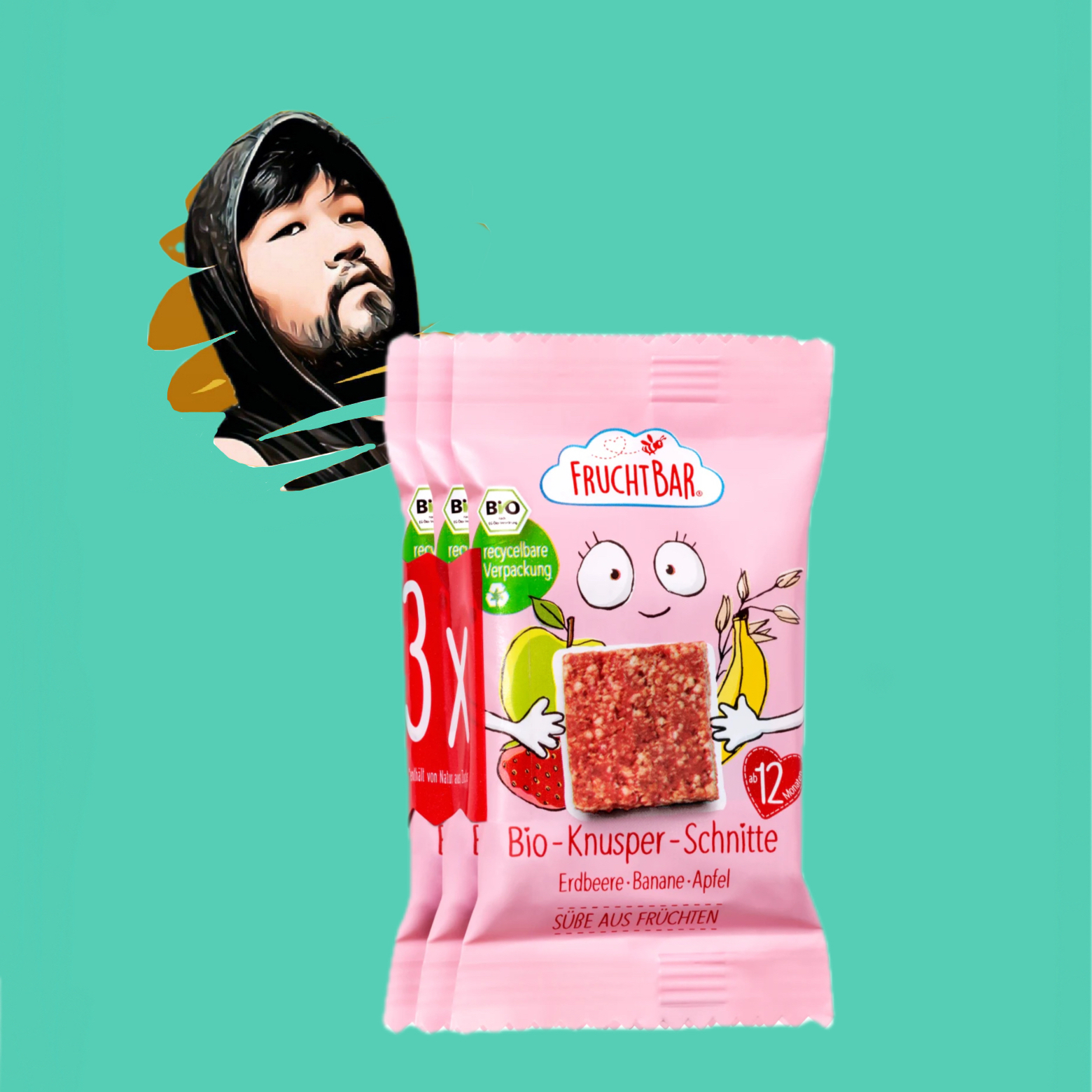 德国直邮【全场300包邮】fruchtbar福乐蓓1岁+草莓香蕉谷物棒69g
