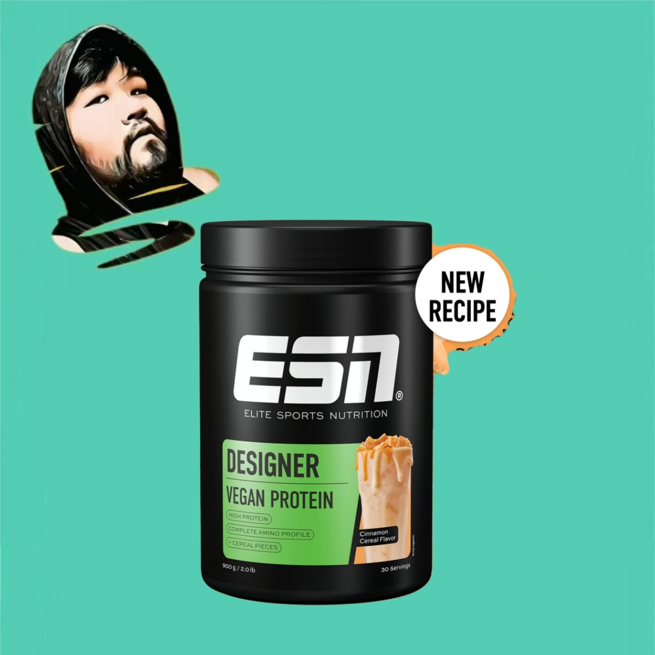 德国直邮【全场满300包邮】ESN纯素设计肉桂麦片大豆蛋白粉900g