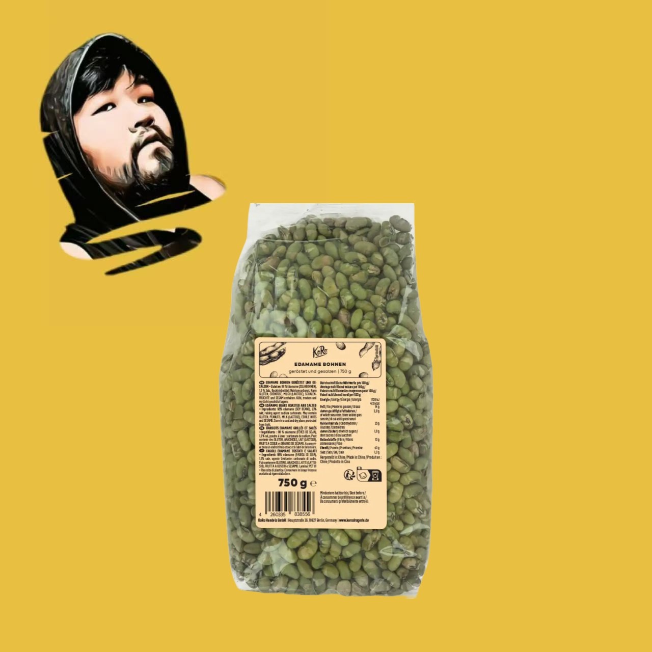 德国直邮【全场满300包邮】KoRo碳烤海盐青豆750g