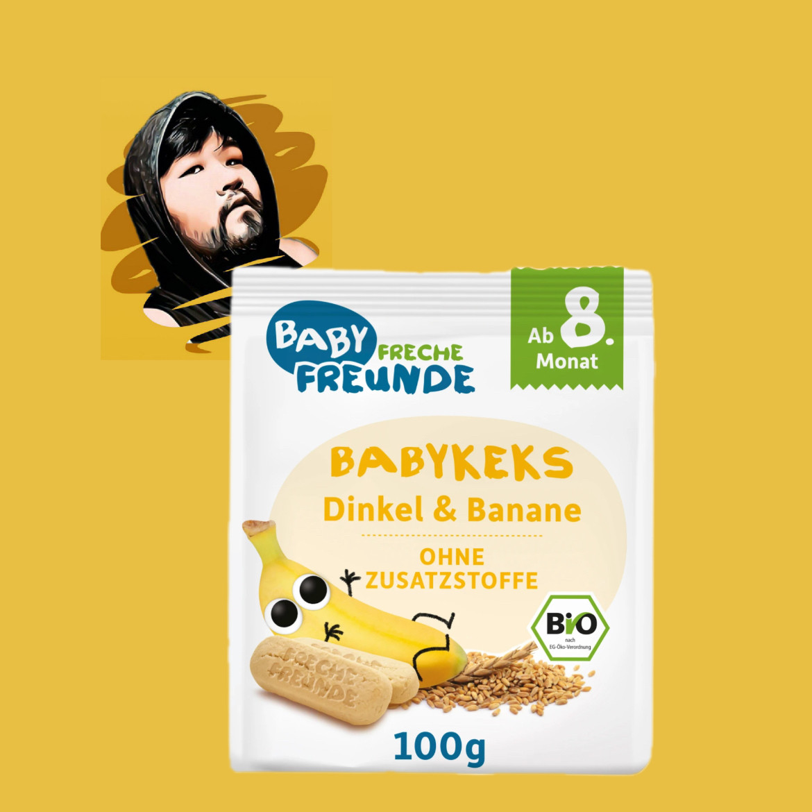 德国直邮满300包邮freche freunde8个月+有机香蕉谷物饼干100g