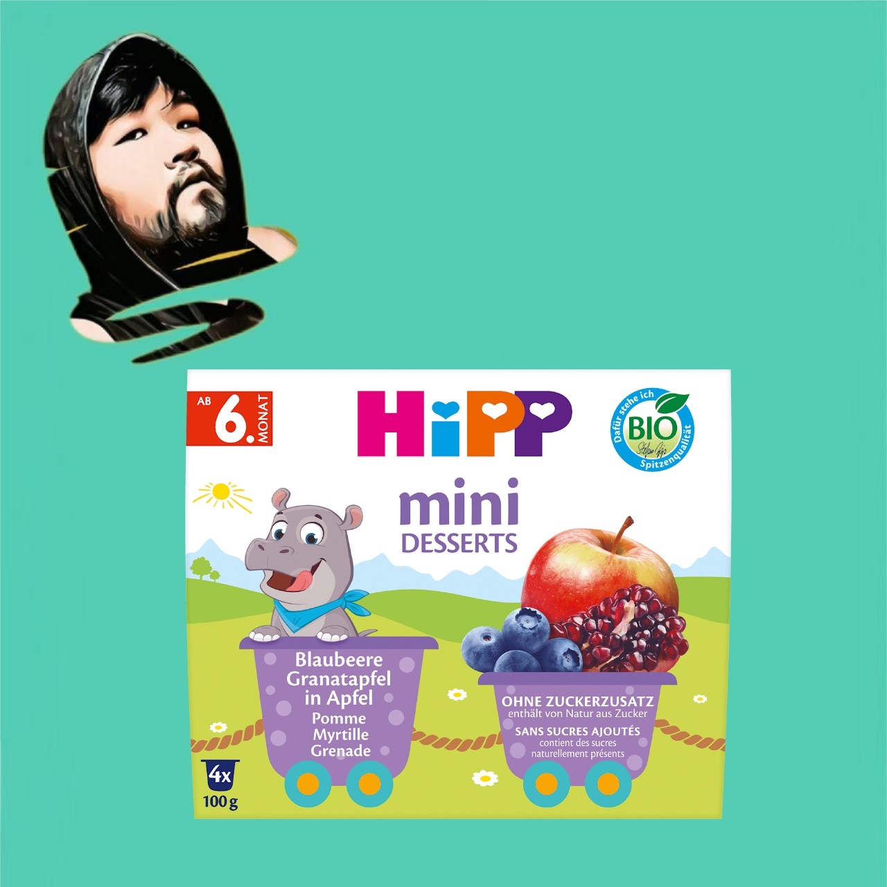 德国直邮【全场满300包邮】Hipp6个月+有机蓝莓石榴小甜点400g
