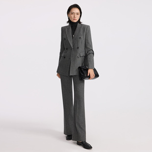 2025秋冬加厚人字纹高级职业干练正装 灰色羊毛西装 体制内套装 xyi