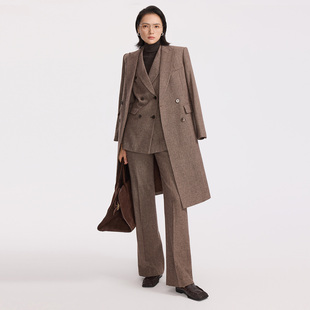 外套女高级感气质咖色中长西服加厚套装 羊毛西装 2025秋冬新款 xyi