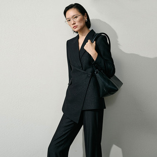 女春秋新款 套装 气质工作服老钱风高级西服两件套 2025黑色西装 xyi