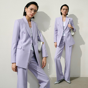 气质西服女2025年秋英伦风薰衣草紫套装 新款 轻职场高级感西装 xyi