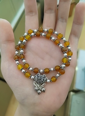 纯银玛瑙手链复古个性时尚百搭款