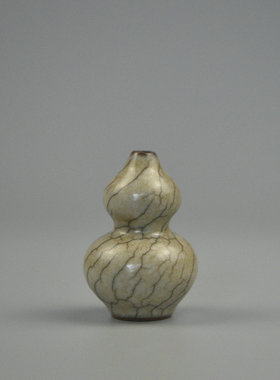 传世哥窑宋瓷风叶氏哥窑叶克伟墨纹梅花开片炒米黄釉葫芦香插香具