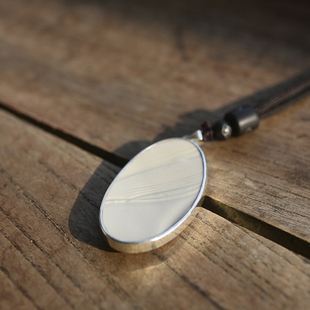 煮雪定瓷定州北宋定窑瓷片包银吊坠手牌全手工宋韵中国风国潮