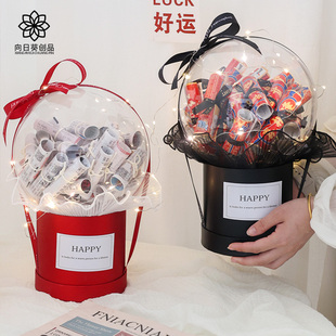 彩票发财暴富有钱花抱抱桶手工diy材料包创意波波球花艺包装礼物