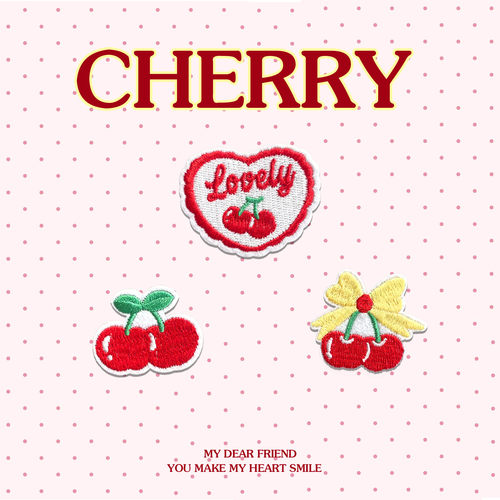 红色樱桃可爱补丁贴装饰衣服布贴