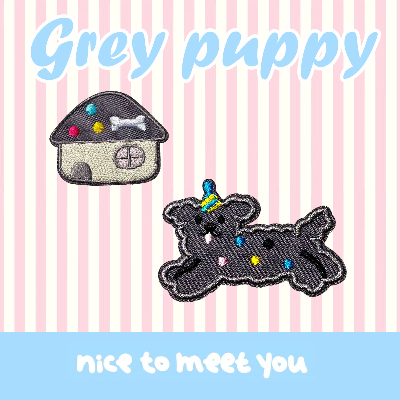 卡通灰色小狗刺绣布贴补丁衣服裤子装饰修补破洞熨烫手缝diy自粘,居家布艺,布贴,淘宝优惠券,粉丝福利购,淘宝优惠卷