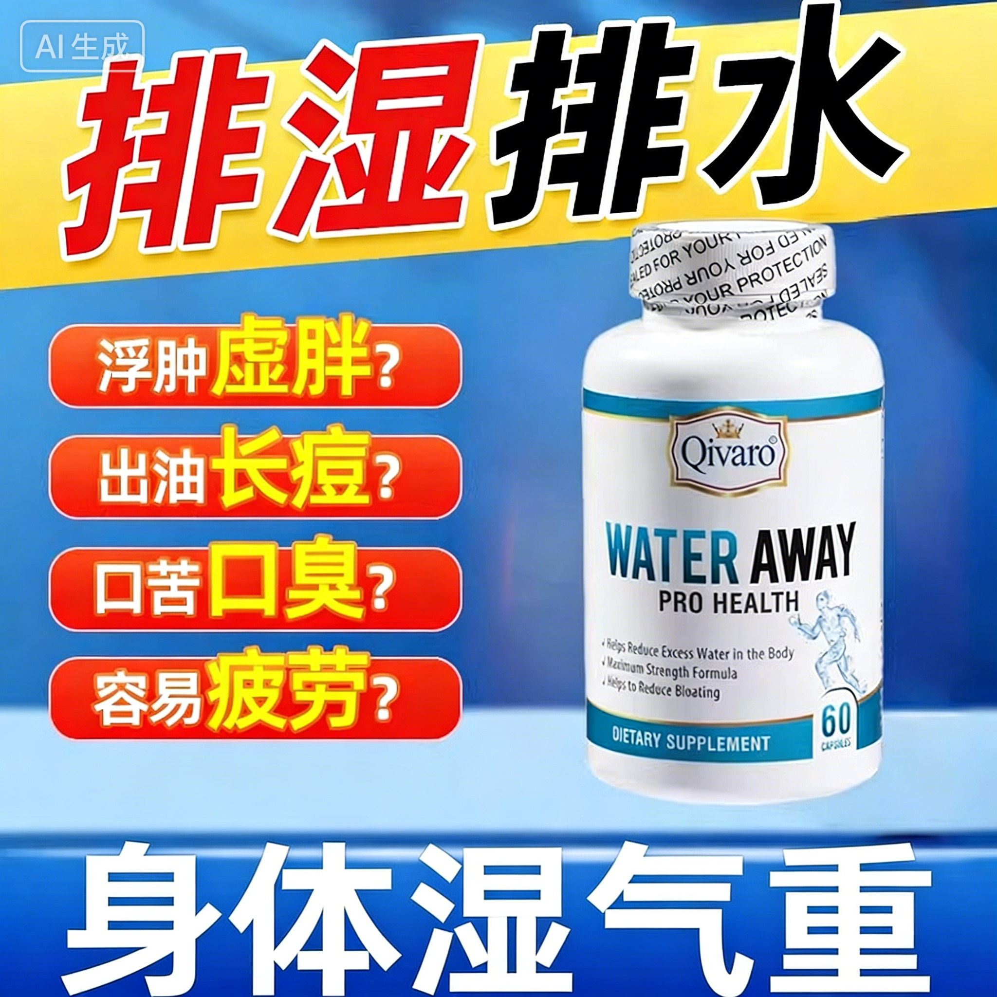 Qivaro排水宝女性补钾复合草本调理水肿消水丸身体湿气重吃什么