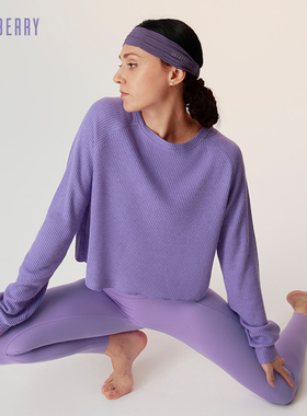 New | 短款长袖 秋冬休闲运动跑步 华夫格透气上衣女新款Joyberry