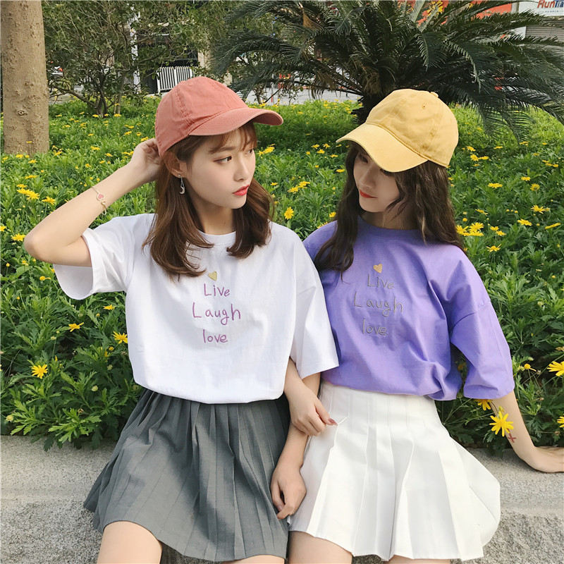 t恤女短袖韩范bf原宿风学生韩版夏季宽松怪味少女上衣嘻哈闺蜜装