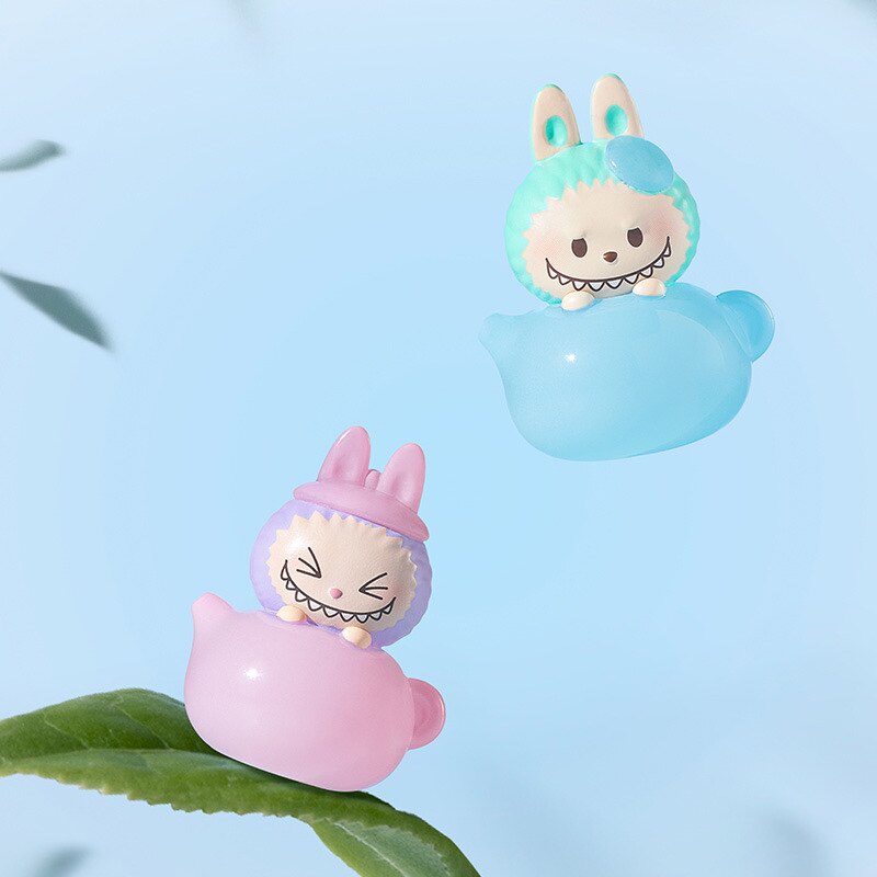 泡泡玛特萌粒深圳城市限定拉布布得闲饮茶系列公仔萌粒吊卡手办