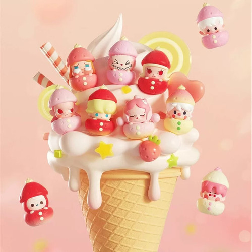泡泡玛特POPBEAN季节限定草莓系列萌粒手办创摆件可爱继续送粘胶