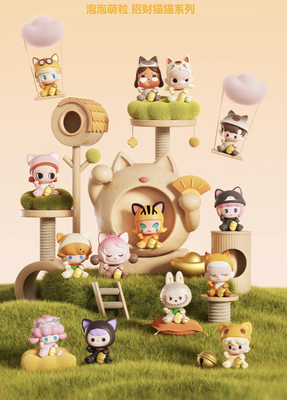 POPMART泡泡玛特POPBEAN招财猫猫系列泡泡萌粒潮流玩具公仔摆件