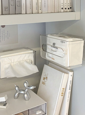 日式壁挂纸巾盒抽纸洗脸巾收纳盒亚克力透明餐巾纸盒卫生间免打孔