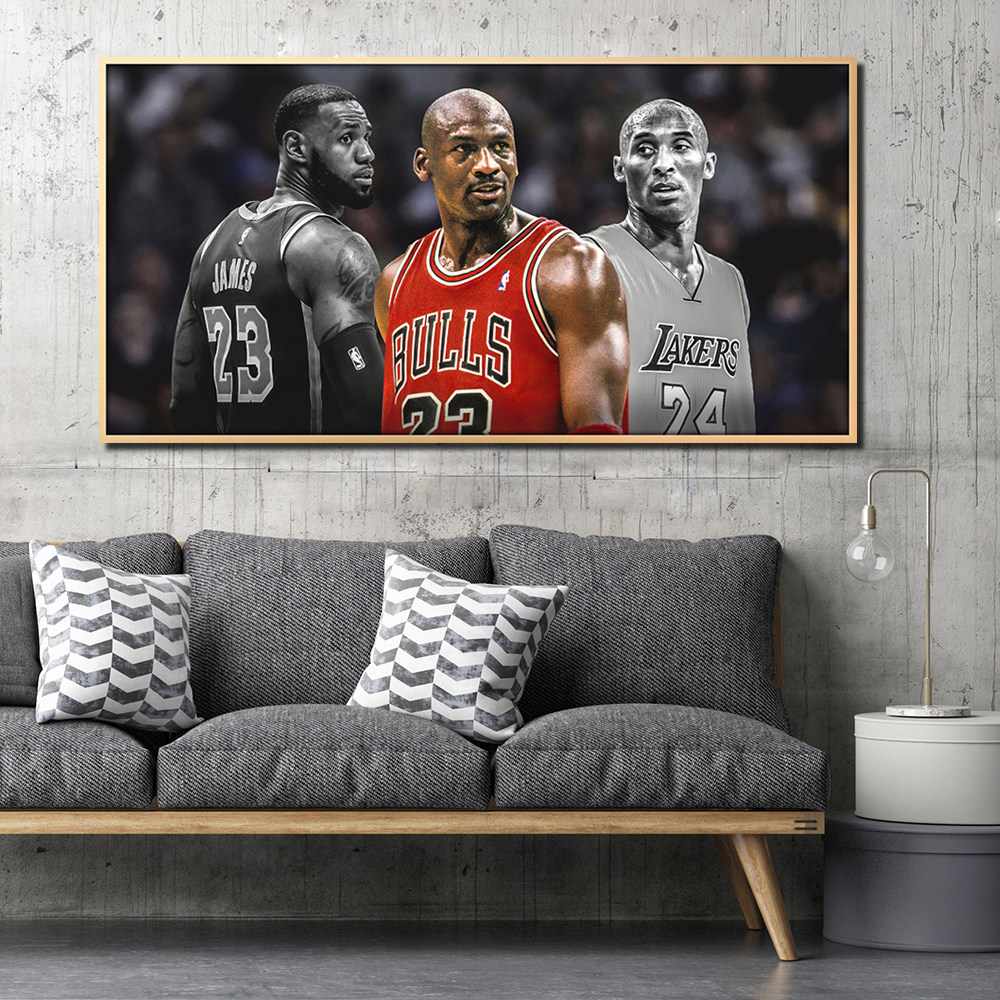 NBA篮球明星挂画科比乔丹詹姆斯韦德海报装饰画卧室床头沙发壁画