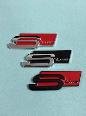 适用奥迪A4L/A6L/A3/Q3/Q5改装Sline侧标贴 金属划痕尾标贴中网标