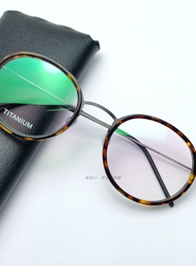 林德5805超轻纯钛眼镜重8.5g无螺丝圆形眼镜架全框板材圈不碎镜片