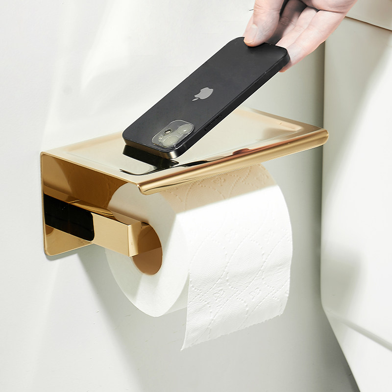 免打孔纸巾架金色不锈钢置物架