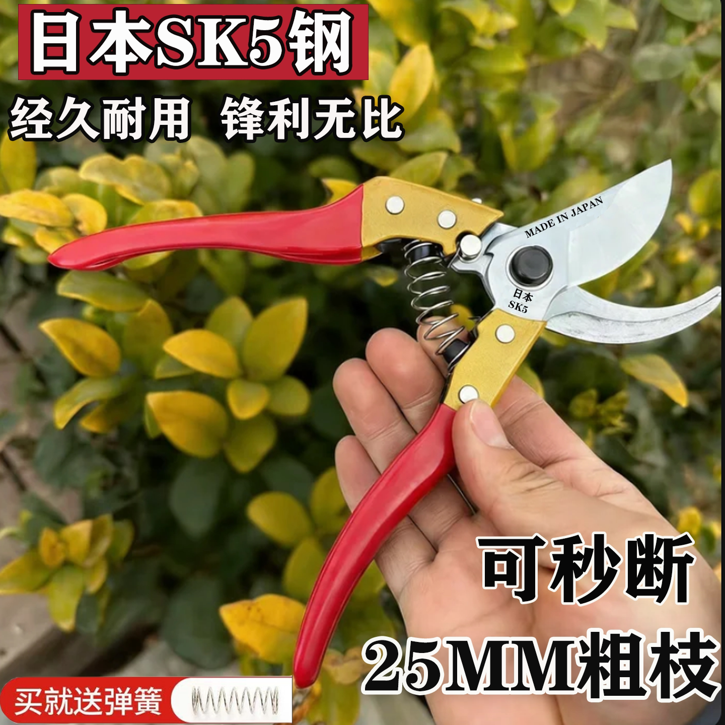 日本进口SK5钢园艺剪刀修剪多功能花卉粗枝工具采摘水果剪子神器