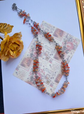 SJ秋意浓浓～天然石多股玛瑙手工串珠项链◆vintage复古配饰H1166