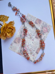 SJ秋意浓浓～天然石多股玛瑙手工串珠项链◆vintage复古配饰H1166