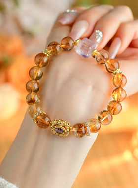 天然黄塔晶时尚手链薰衣草方糖原创设计手串小众轻奢新款饰品