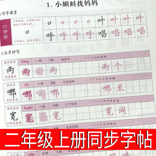 描红练习带笔顺笔画 小学写字帖小学生专用字帖练字每日一练部编版 2年级上硬笔书法练字本写字帖 二年级上册语文同步练字帖人教版