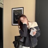 实拍实价 加厚棉服 炸街小个子短款 羊羔毛娃娃领牛仔外套冬季 美式