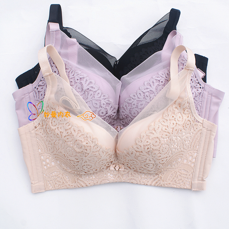 新美婷内衣女6399厚A薄B杯蕾丝边无钢圈聚拢文胸春夏款生态棉里料