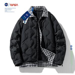 NASA轻薄款羽绒服男冬季白鸭绒拼接防寒服休闲短款冬天假两件外套