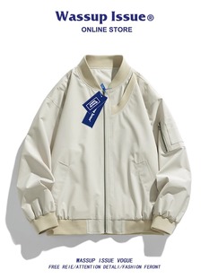 WASSUP ISSUE美式飞行夹克外套男款春秋潮牌复古情侣高街棒球服男